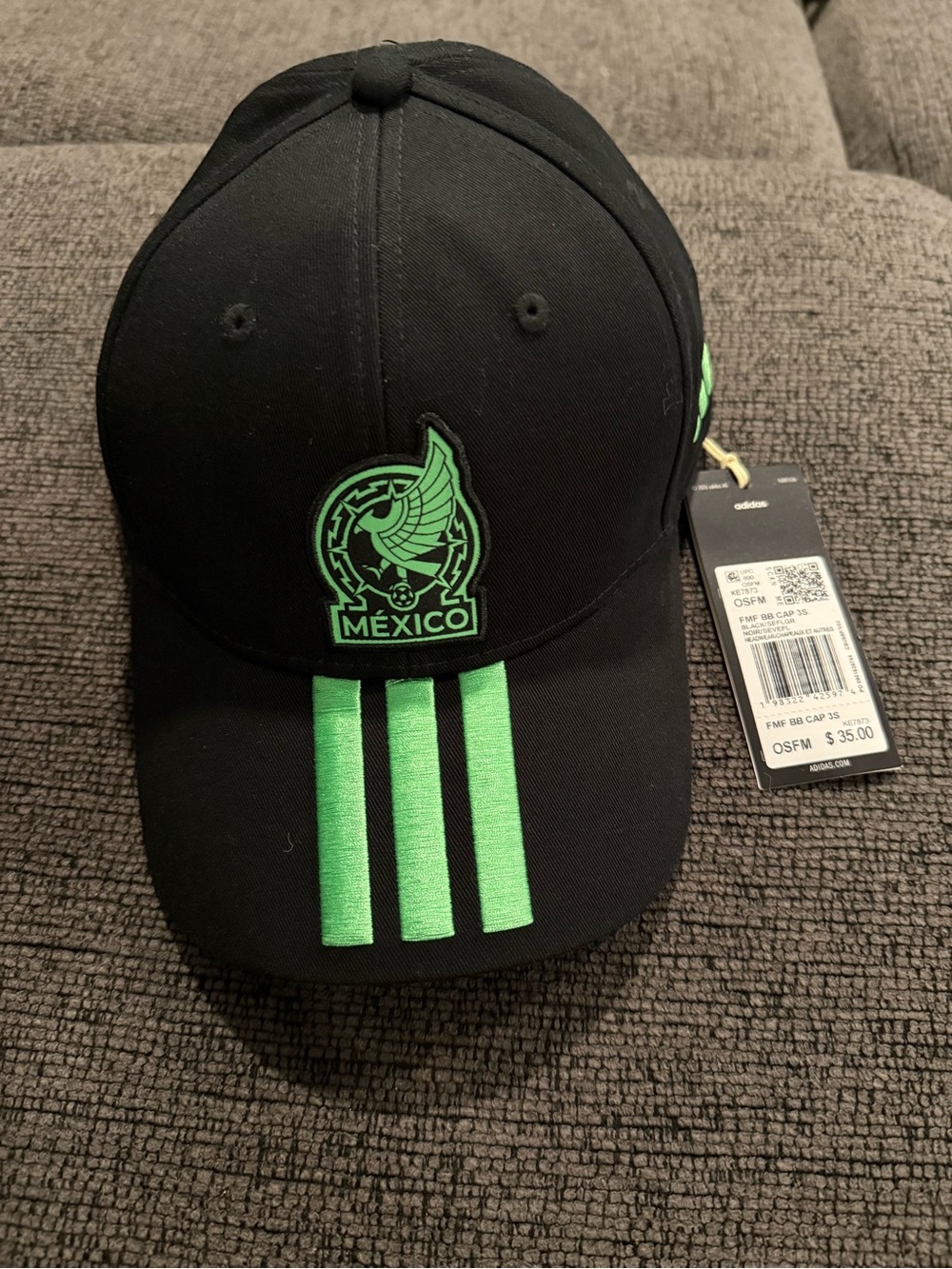 adidas Black Cap with Neon Green Accents